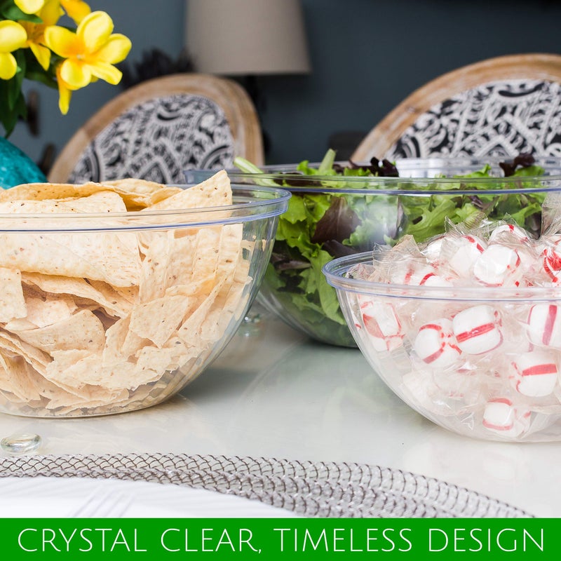 PLASTICPRO Disposable 96 Ounce Round Crystal Clear Plastic Serving Bowls, Party Snack or Salad Bowl, Chip Bowls, Snack Bowls, Candy Dish, Salad Container Pack of 4 - Image 5